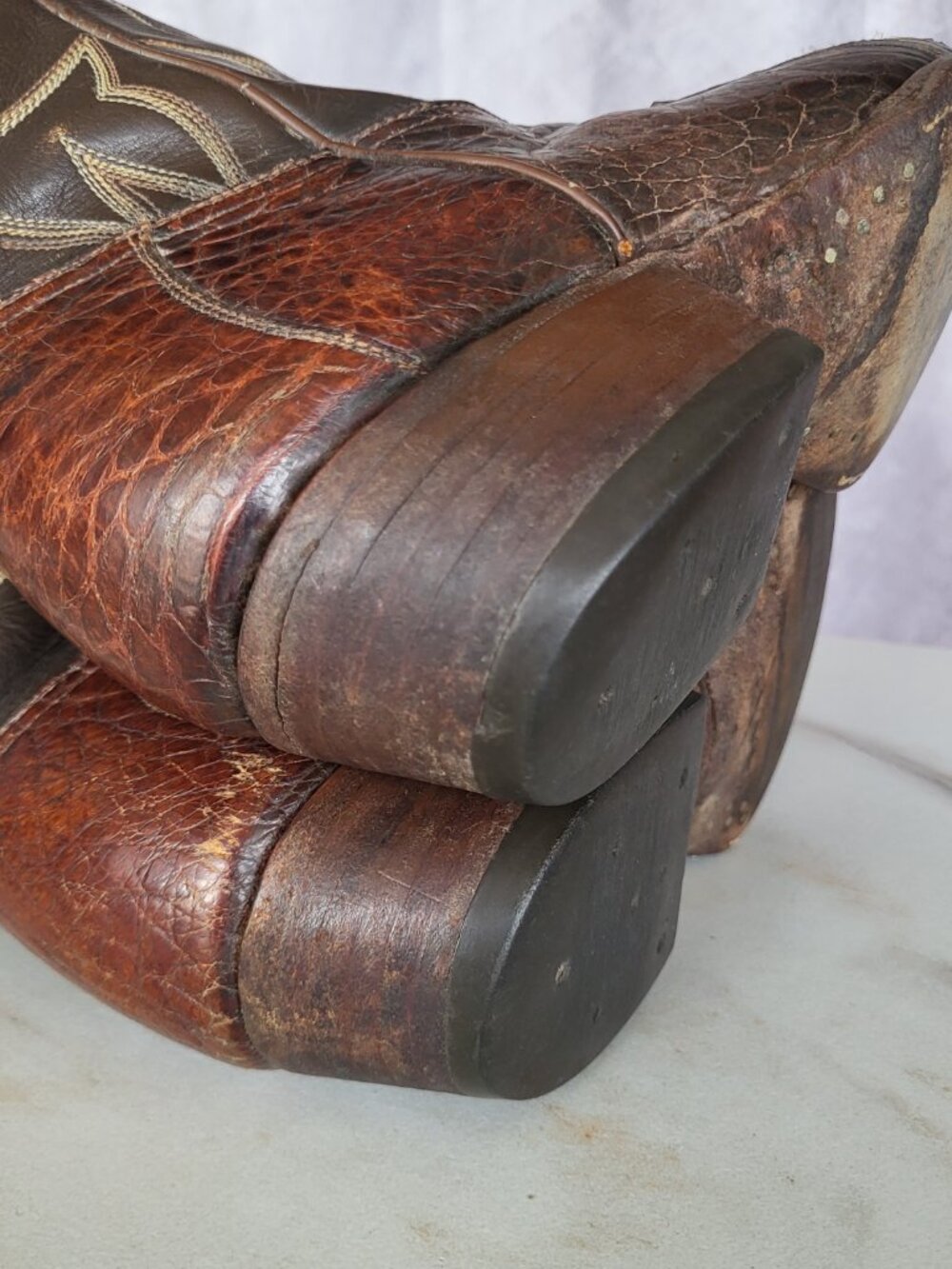 Masters Pre-Ban Vintage Turtle Western Cowboy Boots Brown Men's Size 8 - Picture 16 of 16